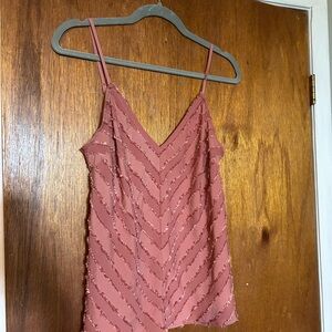 Free People Dusty Pink Ruffle Tank Top